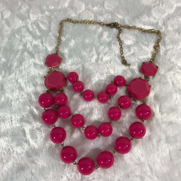 Hot Pink Multi-strand Statement Beaded Chunky Necklace Summer fun vacation wear - Picture 9 of 9